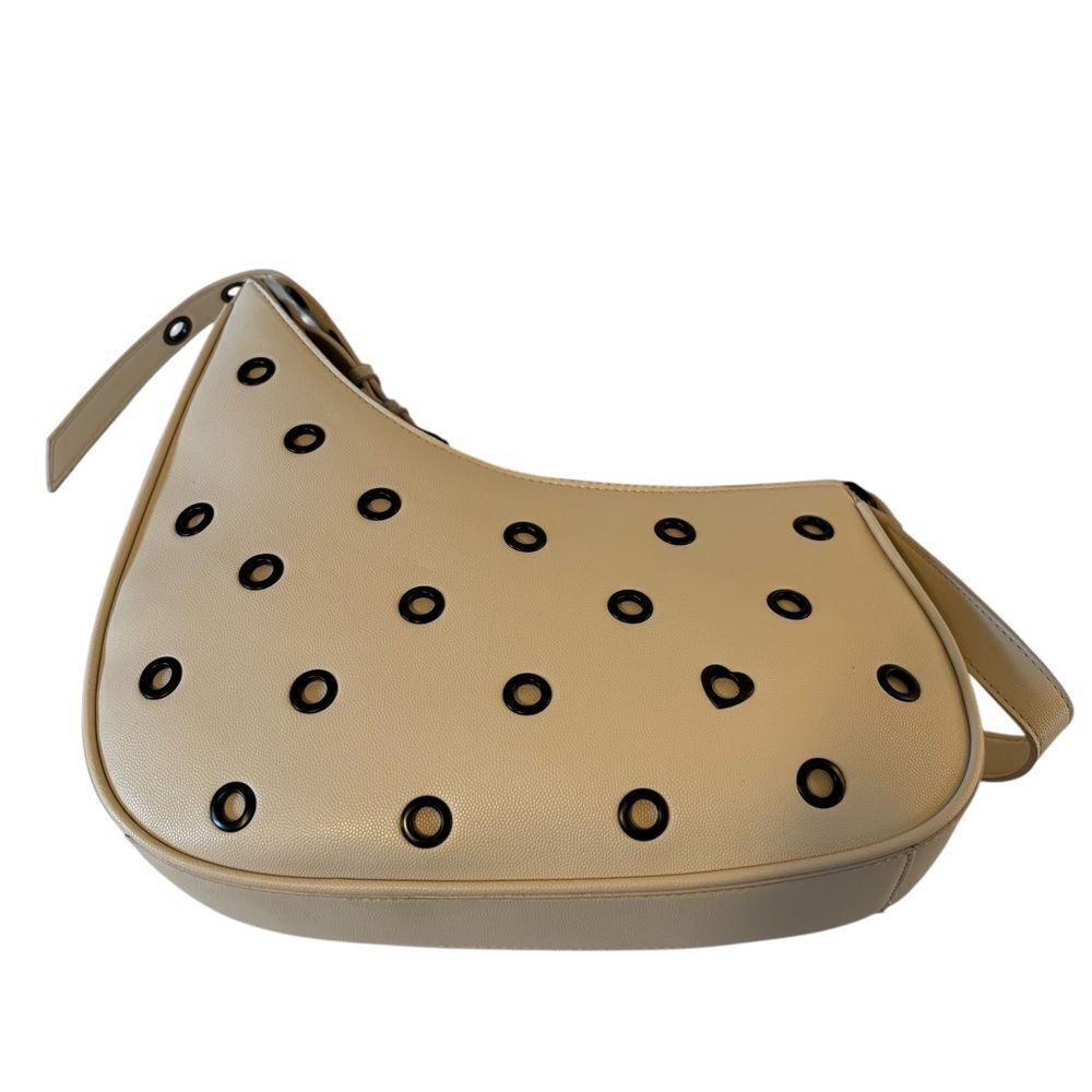 Awesome Edgy Beige Shoulder Bag with Gun Metal Accents.